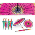 24 Ribs Manual Straight Umbrella with Different Designs (YS-R1082R)